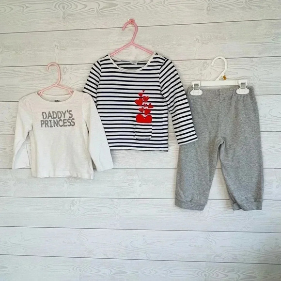 Carter’s toddler girl’s bundle of 2 tops & sweatpants Size 24 months - Picture 1 of 9